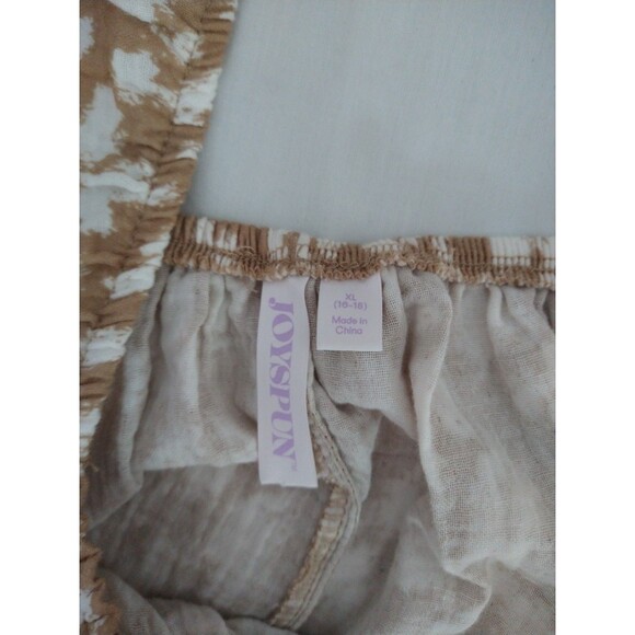 Joyspun Gauze Top XL 16-18 100% Cotton brown tan Cheetah smocking flowy light - Picture 5 of 8
